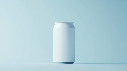 Sleek Minimalist Aluminum Can Mockup in Matte Finish on Blue Background