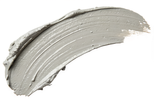 A gray cosmetic cream smear is isolated on transparent background for beauty products