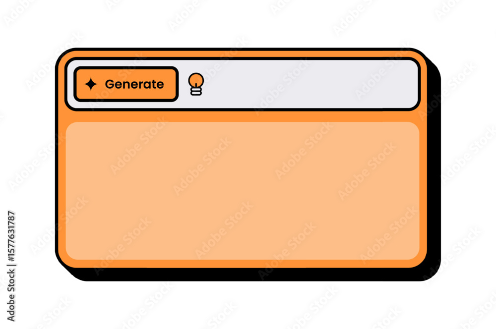 Poster simple user interface frame with generate action. minimalist ui frame with generate button for web o