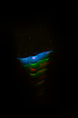 Abstract Rainbow Light Reflections in Water Droplet