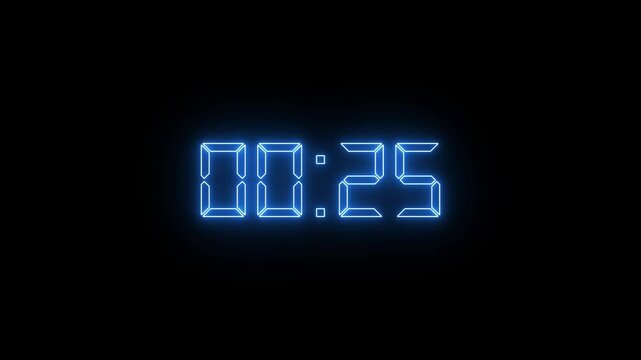 30 second countdown timer animation from 30 to 0 on a transparent background, countdown timer with alpha channel in 4k.