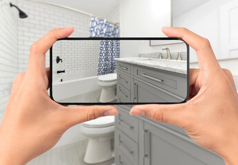Generic modern residential bathroom interior taken with a cell phone