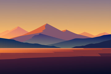 sunset in mountains