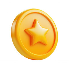 symbolizing icon Golden star in a circle 3d achievement, quality, and success with transparent background for easy integration into any design