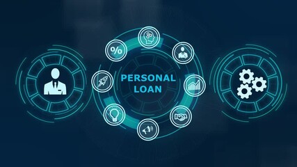 Business, Technology, Internet and network concept. Loan personal finance. Abstract technology symbols on a blue background - Powered by Adobe