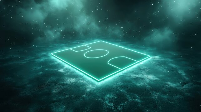 Neon Sports Basketball Court Aerial view of a neon green basketball court in a dark urban setting, futuristic and vibrant, ideal for a sports themed background - Powered by Adobe