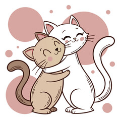 Adorable Hugging Cats Vector Art for Valentine, Friendship and Love Themes