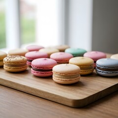 Obraz premium macaroons on a wooden table
