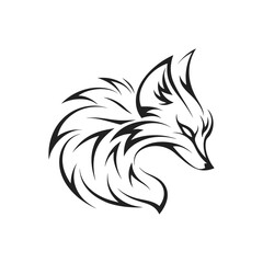 Obraz premium Tribal Fox Silhouette – Transparent Background