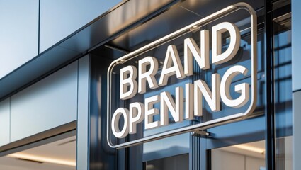 Obraz premium A modern glass storefront features a bright illuminated 