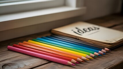 Fototapeta premium A group of colored pencils on a table