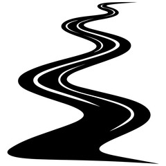Winding Creek vector silhouette black design white background