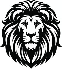 Vector art of a majestic lion head with a full mane, symbolizing strength and courage