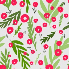 seamless pattern with cherries on white background 