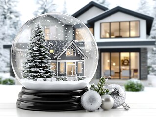 Snowy home in a glass sphere
