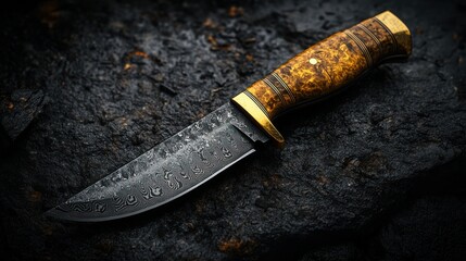Dark knife on rough stone
