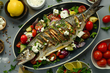 grilled fish with vegetables