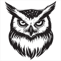 Obraz premium Owl Head Vector Illustration