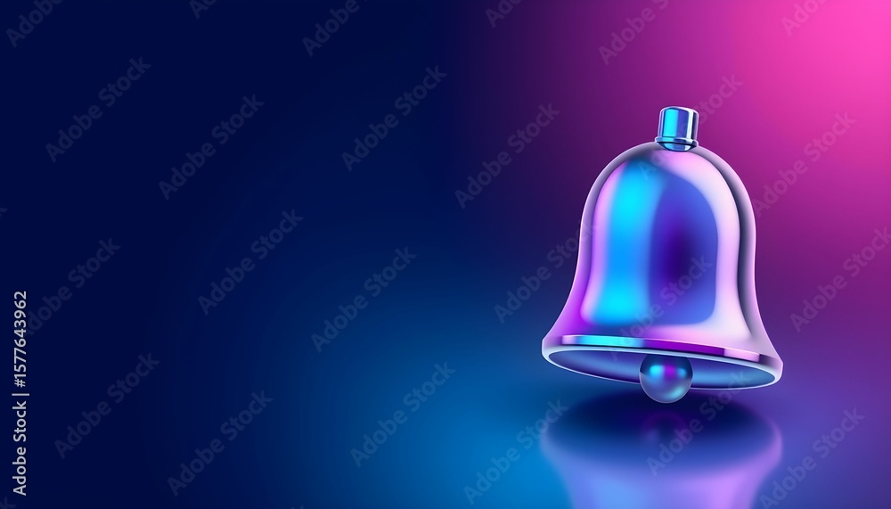Fototapete luminous bell a sleek, iridescent notification icon on gradient background for modern digital design