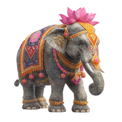 3d icon of a decorated indian elephant statue is isolated on transparent background isolated on transparent background