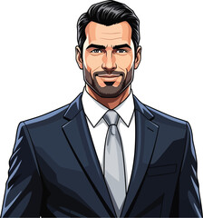 Confident Professional A Sleek Illustration of a Businessman in a Suit, Exuding Authority and Success, Ideal for Business and Leadership Themes