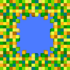 Pixelated Frame with Blue Center