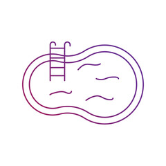 swimming pool gradient outline icon with white background vector stock illustration