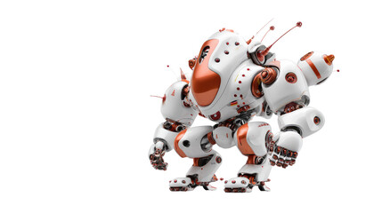 Robotic Mech Warrior: Futuristic robot warrior stands poised for battle with advanced armor and glowing accents, ready to defend against any threat.