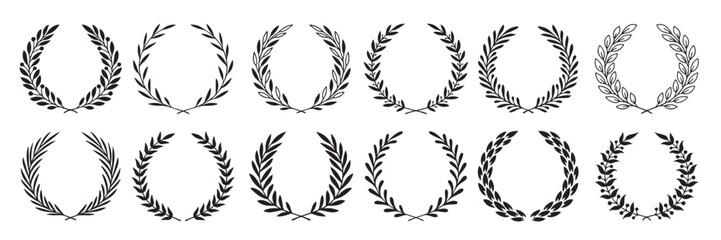 Set leafy wreaths hand drawn vector design elements