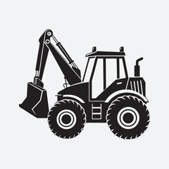 Backhoe loader silhouette vector art 