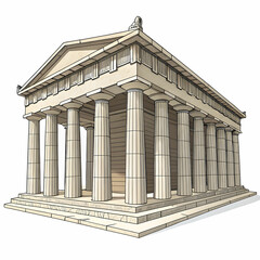Fototapeta premium ancient greek temple with columns isolated on white