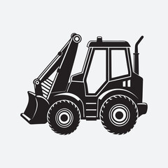 Backhoe loader silhouette vector art 