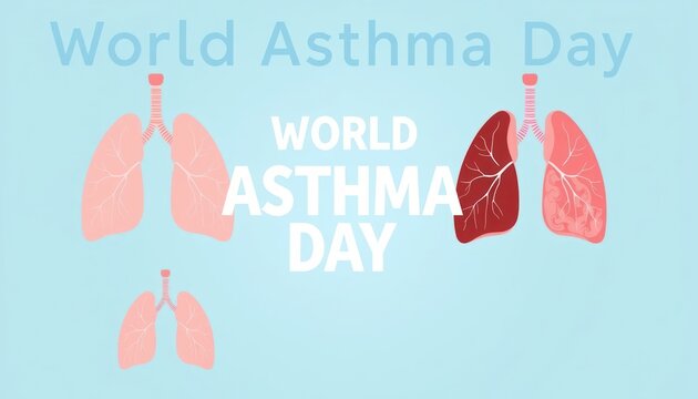 World Asthma Day Illustration with Lungs, Respiratory Health Awareness
