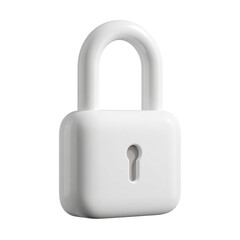 3d icon of a white padlock isolated on transparent background represents digital security isolated on transparent background