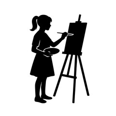 Creative Moment &mdash; Silhouette of a Woman Painting at an Easel