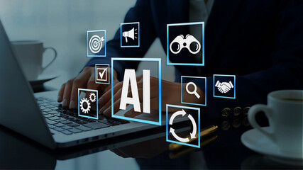AI agent supporting business processes with automation technology. Generative artificial...
