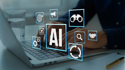 AI agent supporting business processes with automation technology. Generative artificial...