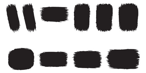 Asian ink brush strokes, black hand drawn stripes, rough grunge paint texture, Chinese Japanese Korean calligraphy brushstrokes set, straight line vector illustration, smears, sketch lines