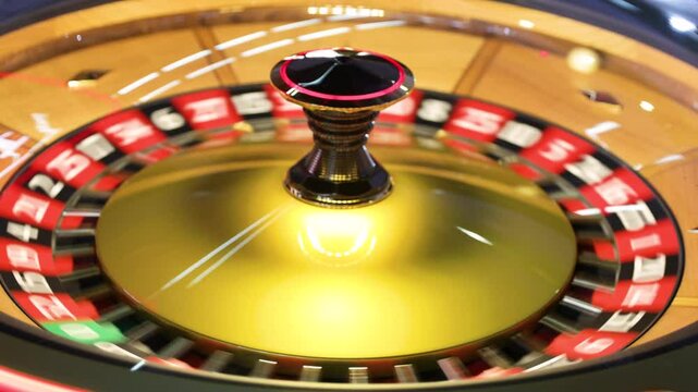 Casino electronic roulette wheel with spinning ball symbolizing gambling, chance, entertainment and nightlife