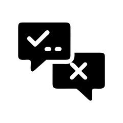 Speech Bubbles with Check and Cross Symbols for Approval and Rejection Communication