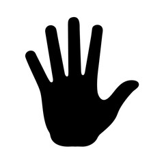 Fototapeta premium Hand Palm Silhouette Icon Black White Stop Gesture Symbol