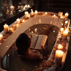 Young woman and man in a restaurant with romantic Christmas candlelight celebration