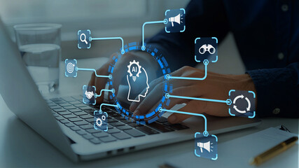 AI agent supporting business processes with automation technology. Generative artificial...
