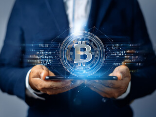 Digital chip glowing with energy powering cryptocurrency and blockchain innovations

