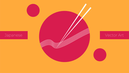Japanese style ramen or hand pulled noodles concept vector illustration abstract background