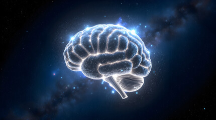Brain Power Conceptual Illustration of Intelligence, Neurology, and Cognitive Function in Space