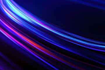 Abstract neon lights flowing on a deep blue background, creating smooth and wavy lines