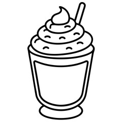 Dalgona Coffee line art vector