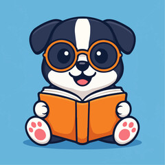 Obraz premium puppy reading book