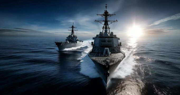 Naval Flagships in Ocean